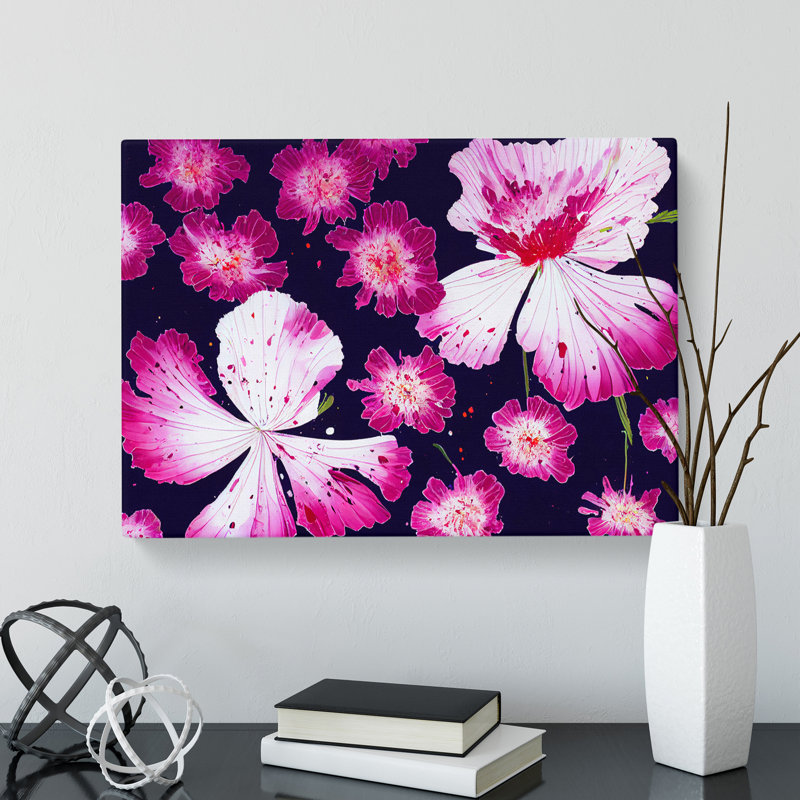 Painted Carnation Flower Abstract - Wrapped Canvas, 40cm H x 60cm W x 3cm D
