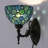 Tiffany Wall Sconce Lamp Stained Glass 8X10.5X11 Inch Plug in Wall Bedside Light for Hallway Bedroom (Sea Blue Pearl Style)-723206447-723206446
