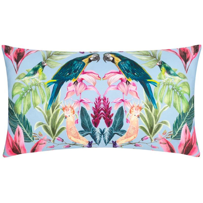 Kali Indoor / Outdoor Floral Rectangular Lumbar Cushion, Blue