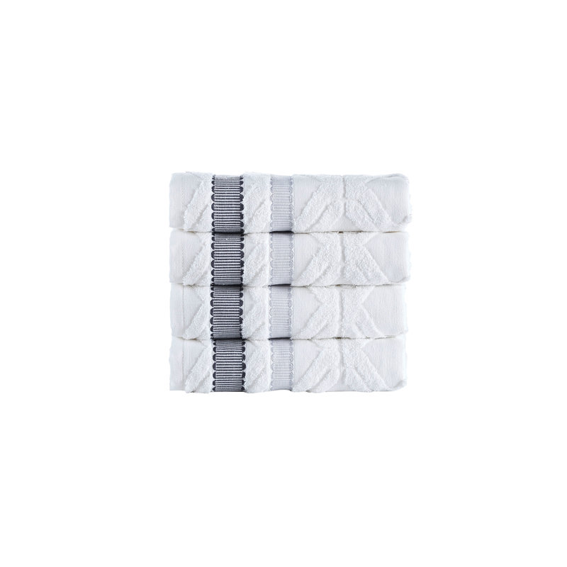 Turkish Cotton Plush Jacquard Hand Towel, White