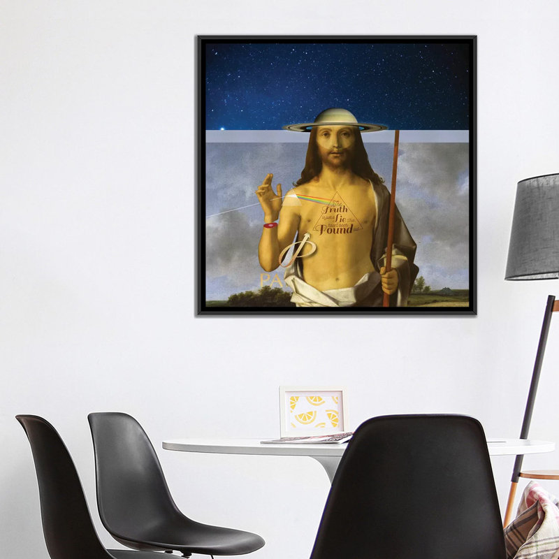 « the vérité », impression sur toile, H 26 po x l 26 po x P 1,5 po, Toile avec cadre noir