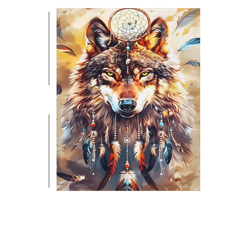 Jeté en flanelle Majestic Indian Wolf Soft Cozy Air Conditioning, couverture toutes saisons pour canapé, canapé, lit, chambre à coucher et bureau, décoration intérieure, 60 x 80 po