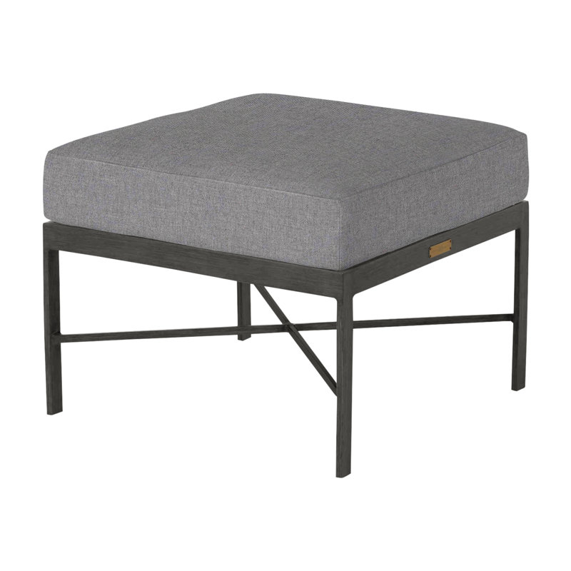 Monaco Outdoor Ottoman With Cushion, Verona Mist, Slate Gray, No Welt