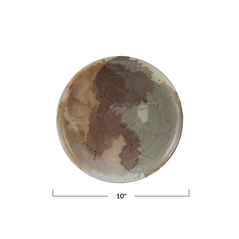 Large Stoneware Plate With Reactive Glaze