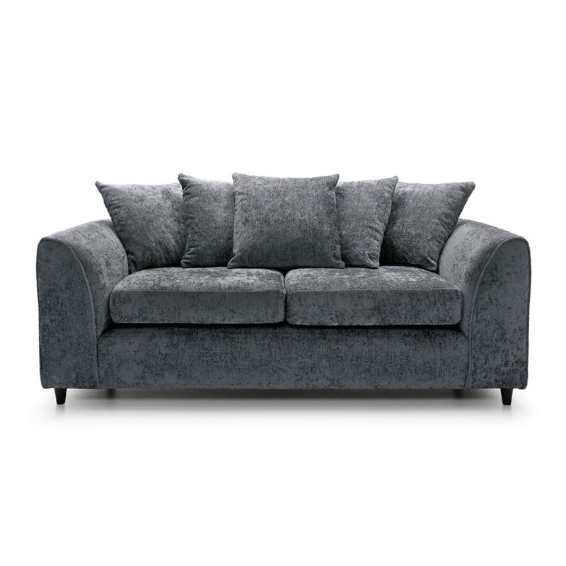 Monaco 3 Seater Chenille Flared Arm Sofa, Grey