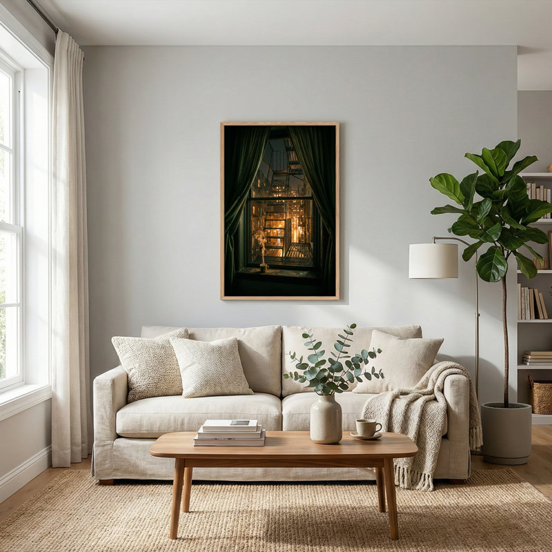 Ensemble de 1 tableau sur toile représentant une vue par la fenêtre, 24"H x 18"W, Natural