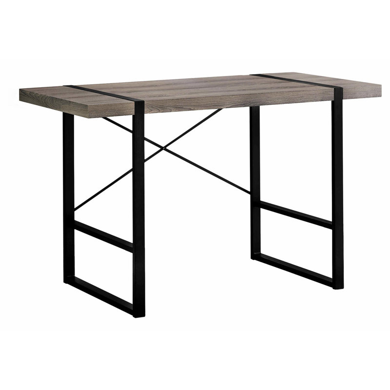 Bureau d'ordinateur moderne, bureau à domicile avec pieds en métal, Taupe