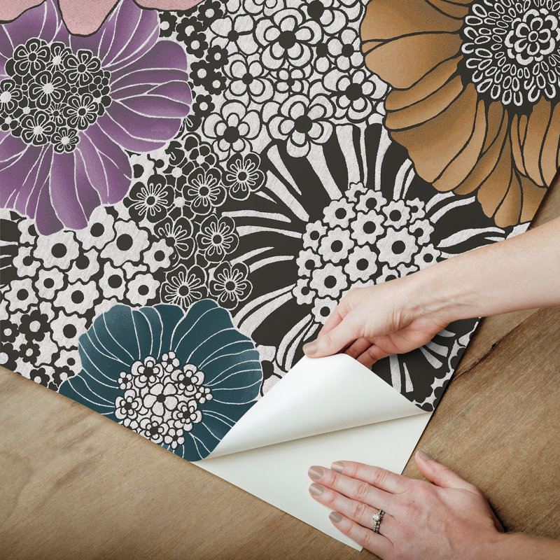 Anemones Peel and Stick Wallpaper, Pink