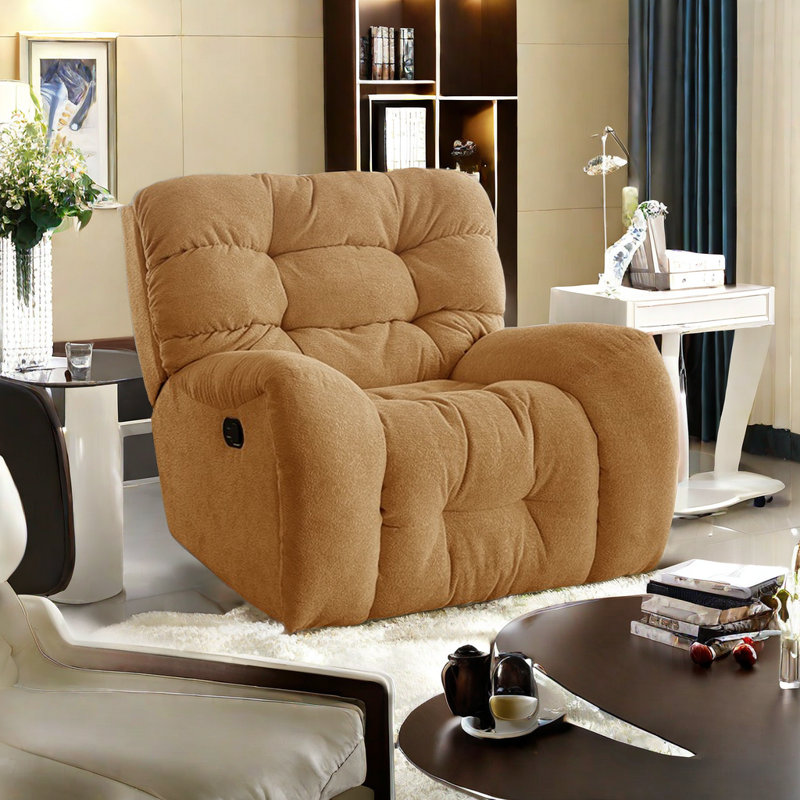 360° Swivel Recliner with Soft Cushion, Orange