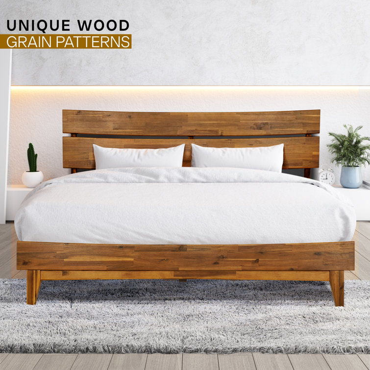Acacia Aurora Solid Wood Bed Frame with Headboard & Reviews