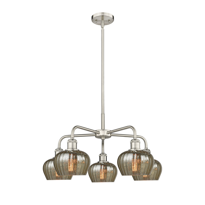 Lustre bol 5 lumières Calnie, Mercurisé, Nickel satiné