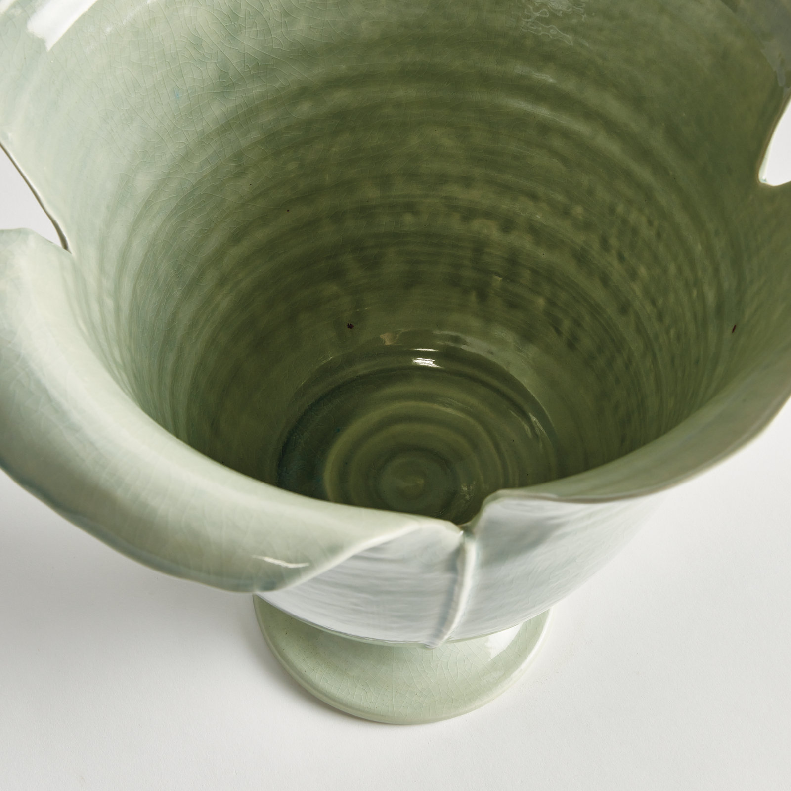 Rachana Handmade Ceramic Table Vase, 16" H x 15" W x 15.5" D, Celadon