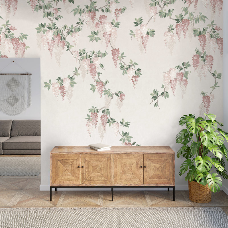 Wisteria Wall Mural, Pink