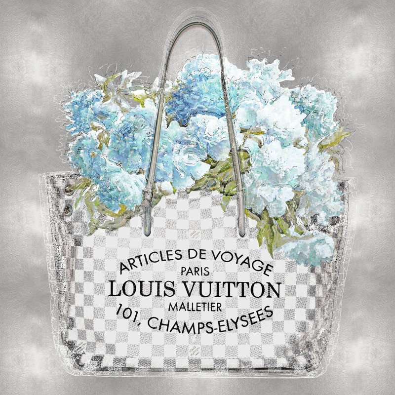 Aqua Bouquet On Silver by Madeline Blake - Wrapped Canvas Print, 122cm H x 122cm W