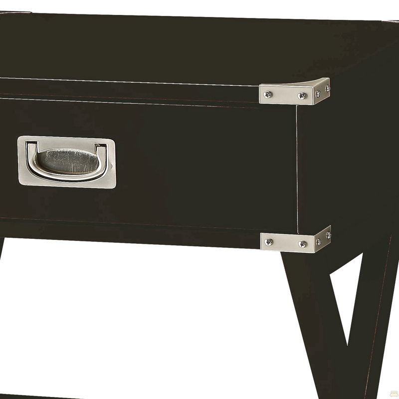 Black 1-Drawer End Table, Black