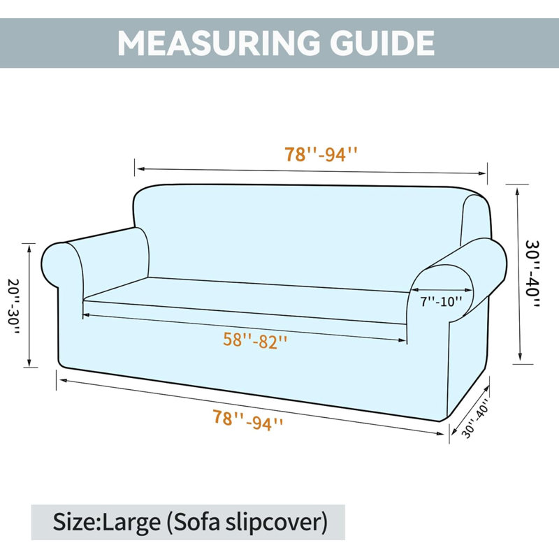 Housse pour canapé à coussins en T, Polyester brun, H 40 po x l 94 po x P 40 po