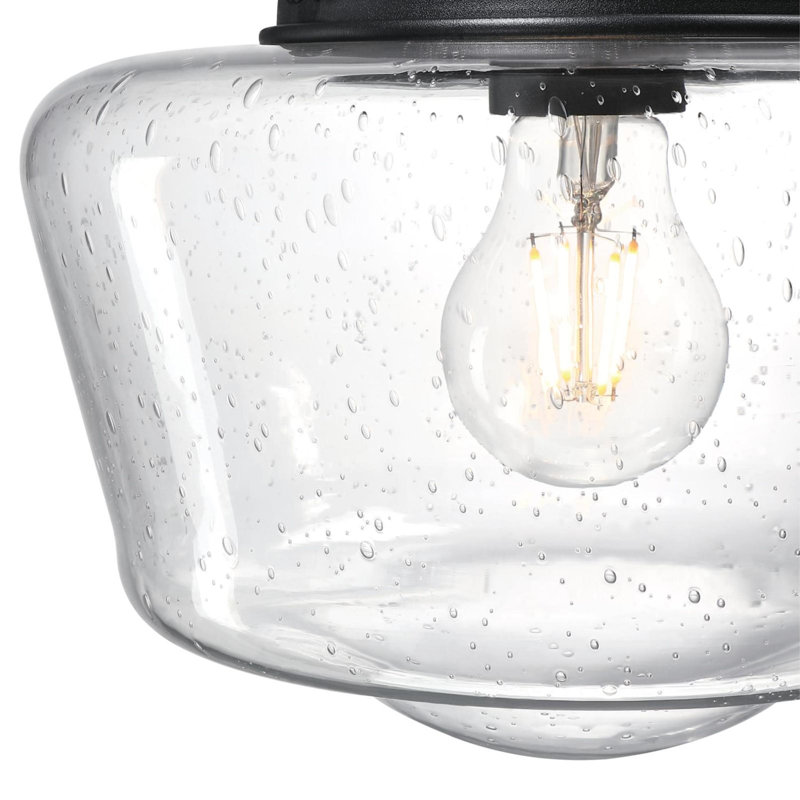 Outdoor Semi Flush Mount, Textured Black