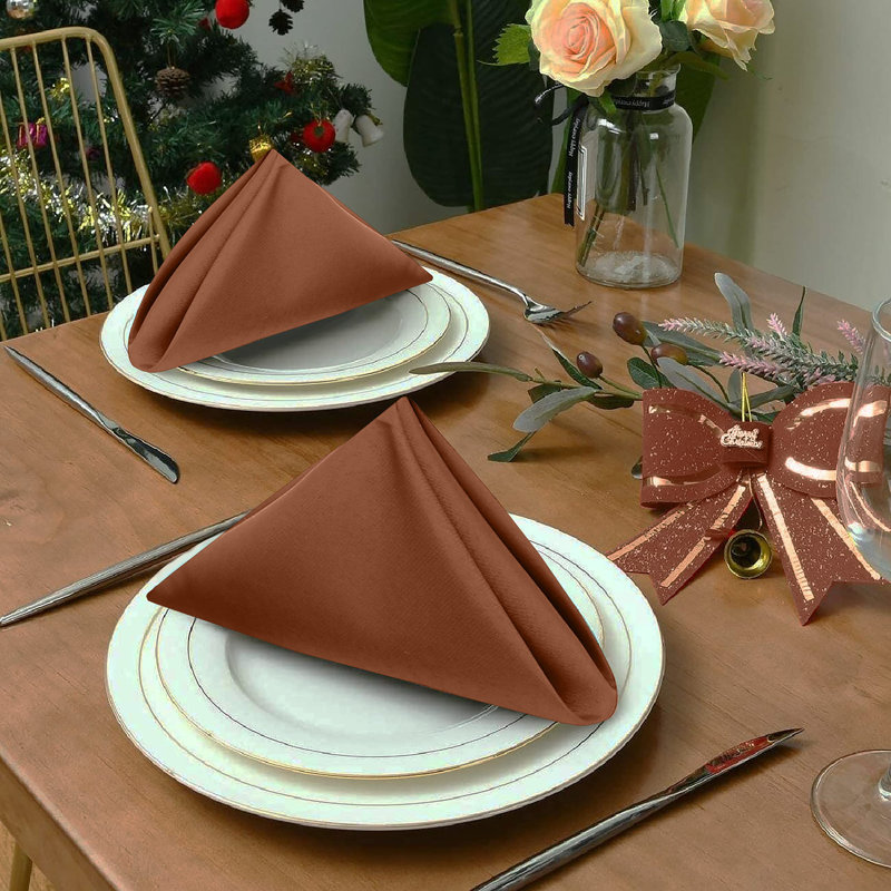 Serviettes en polyester et coton, Café caramel