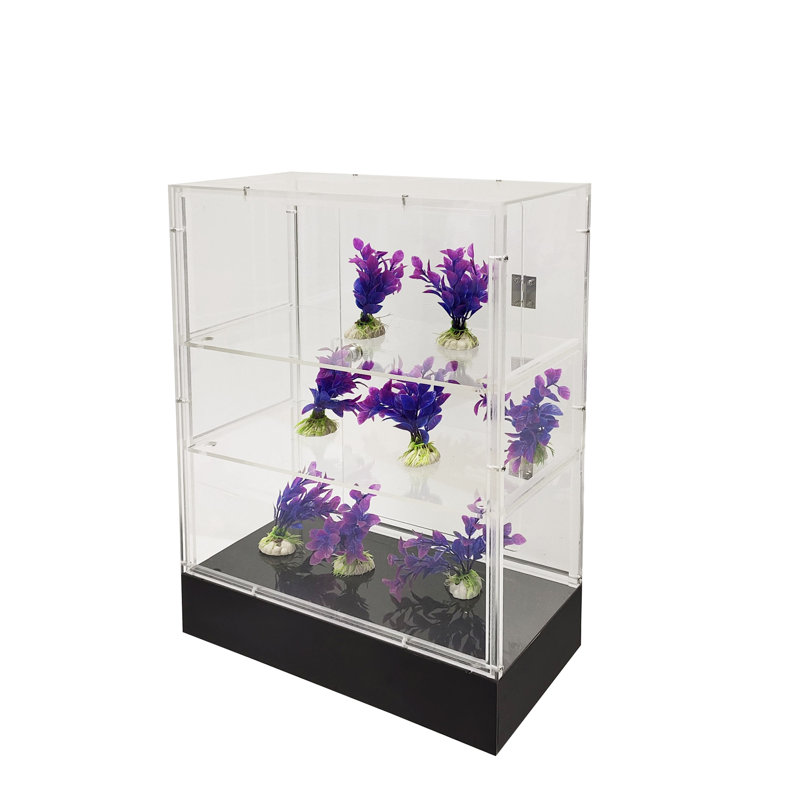 Clear Cabinet Acrylic Display Removable Shelf Case Plexiglass Showcase with Lock and Key Transparent