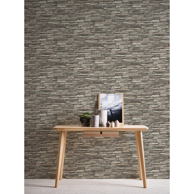 Bricks and More Collection Chic Stonewall Effect Wallpaper Roll