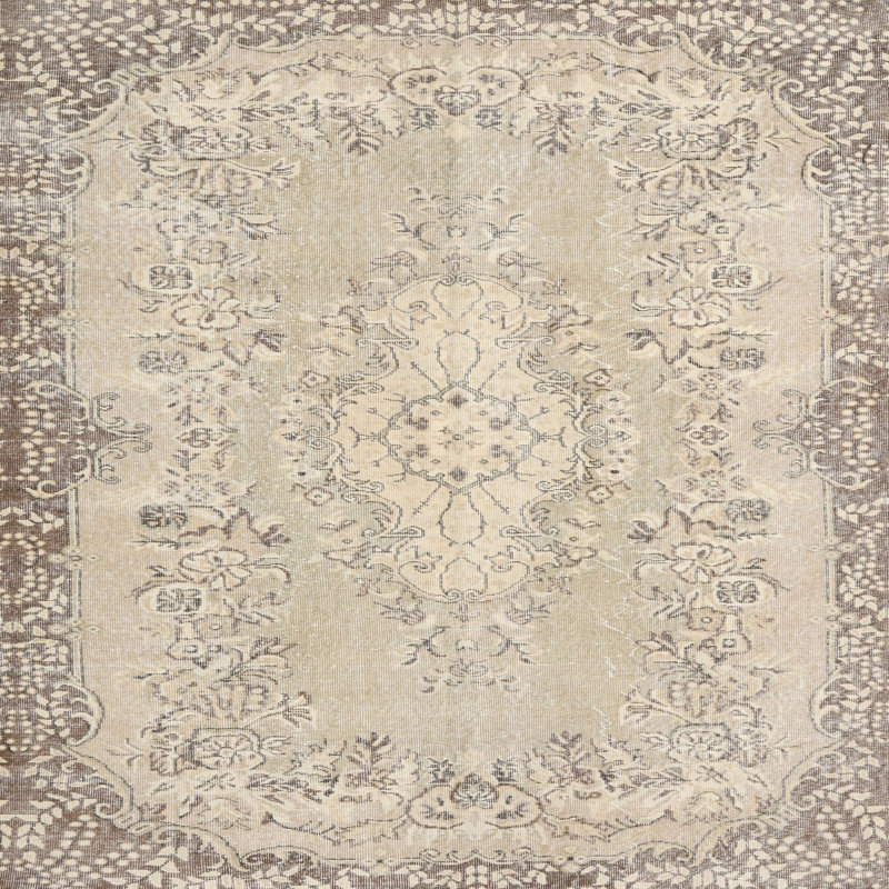 Tapis beige/gris traditionnel Candida, Carré 4 pi