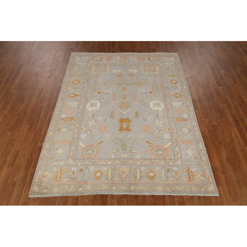 Tapis gris All-Over Oushak 6 x 8