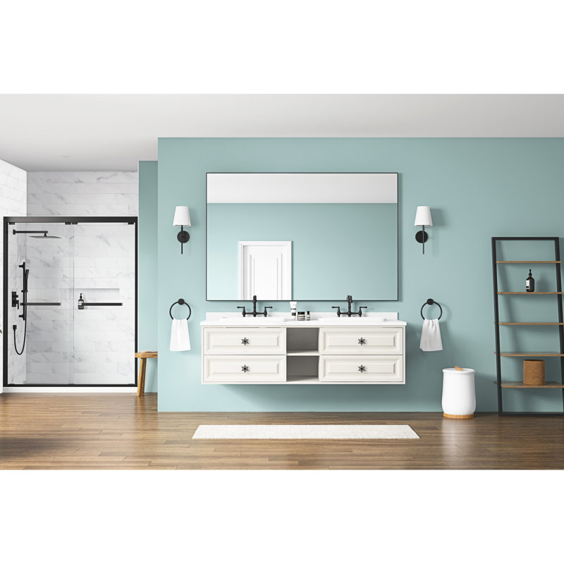 Miroir de salle de bain X 48 po - Rouille, reflet transparent, noir mat, rouille confortable, design, finition noire