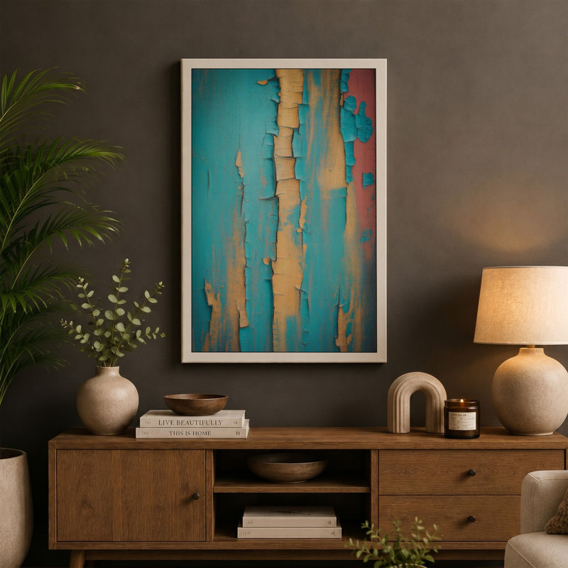 Weathered Walls Industrial - Wrapped Canvas, 36x24 - 91.4 x 61.0 cm, Taupe Border