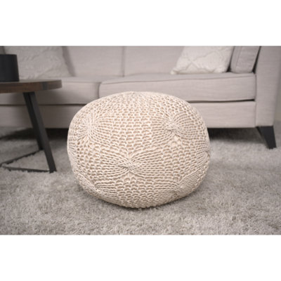 Pouf rond en coton Bordeaux