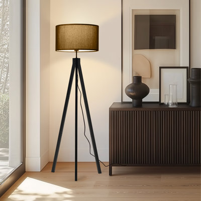 Eden 58 in. Traditional 3-Way Dimming LED Floor Lamp with Fabric Drum Shade