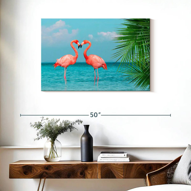 Brampt Blue Sea Flamingos, 24" H x 36" W