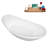 75" Streamline Soaking Glossy White Acrylic Freestanding Bathtub, Bamboo Tray, Drain-103682438