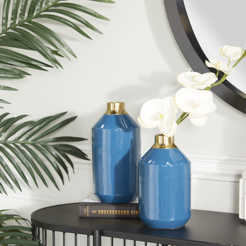 Vase en fer Cole and Grey, Bleu