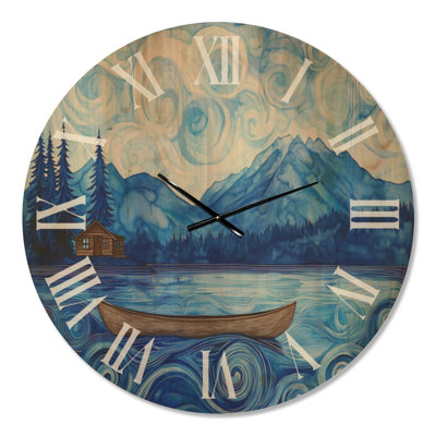 Horloge murale Scenic Rustic Silent Wood - Cabin Canoe Bay