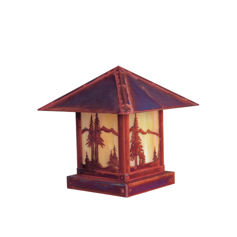 Hyler Pier Mount Light, Raw Copper, White Opalescent, 13" H x 12" W / Mountain Filigree