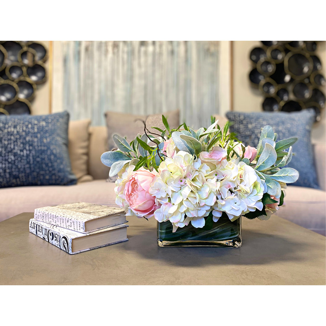 Holbrook Easter Floral Arrangement with Hydrangeas, Roses and Lamb's Ear Laurel Foundry Modern Farmhouse®