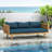 3 Seater Acacia Wood Daybed With Slat Paneling And Water-Resistant Cushions For Outdoor Use-1470040955