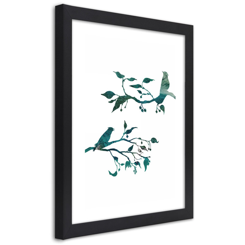 Birds on Branches 1 Piece Single Picture Frame Wall Art, 90cm H x 60cm W, Black