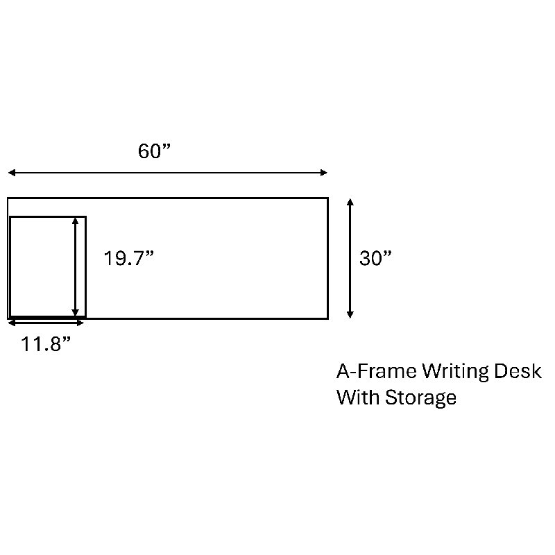Serenity Modern A-Frame Executive Writing Office Desk, with Cushion Top Mobile Storage, 60x30, Walnut Strand Top