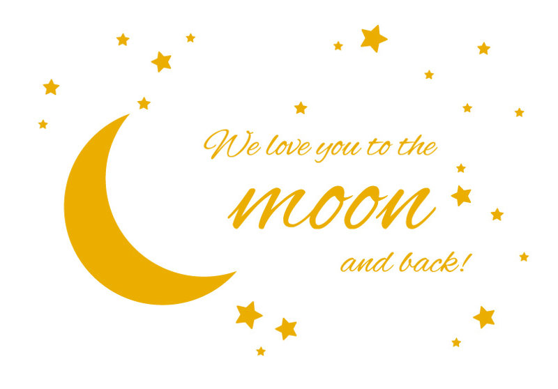 Adhésif décoratif « To the moon and back », H 24 po x l 36 po x P 0,01 po, Jaune signalisation