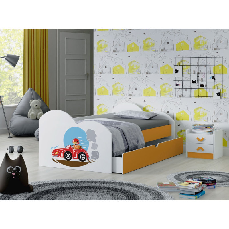 Kautz European Toddler (80 X 160cm) Cabin Bed Themed Beds with Storage Included, Orange