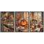 «Rustic Jack O Lantern», art de la salle à manger, photos de la salle à manger, impression sur toile encadrée, impression sur toile, 3 pièces -133594990-133594995