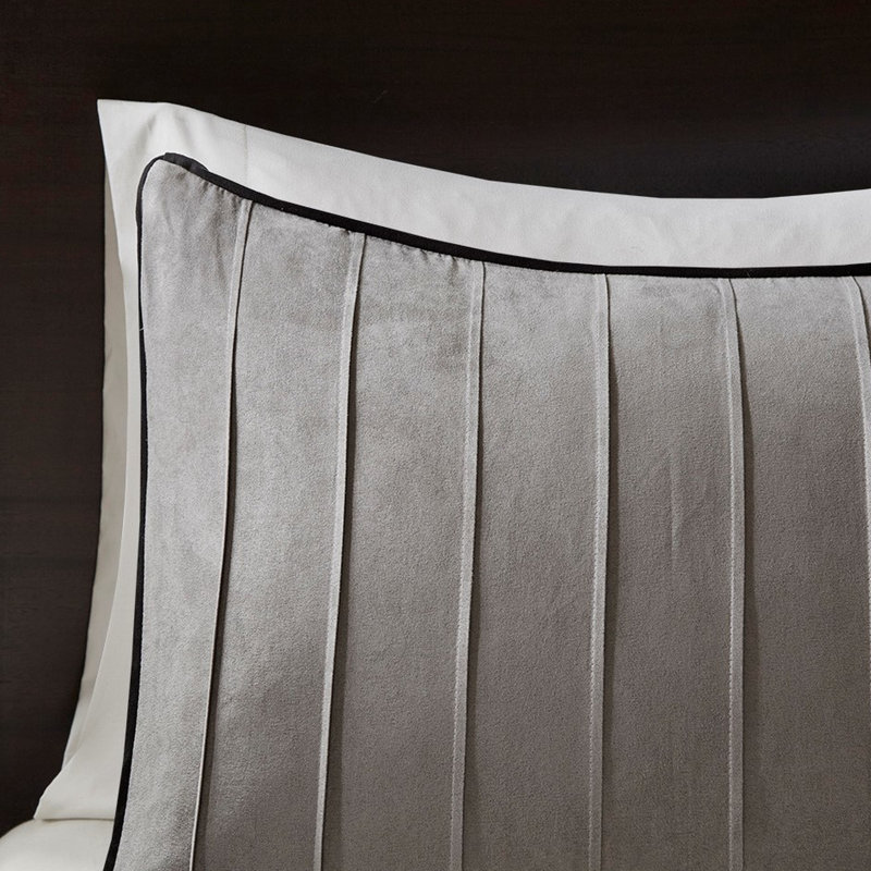 7 édredon en faux daim gris pour très grand lit - doux et suède, aspect, Édredon de très grande taille et 6 pièces suppl