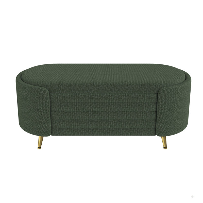 44.9-inch Upholstered Storage Bench End of Bed Bench Entryway Shoe Bench, Green