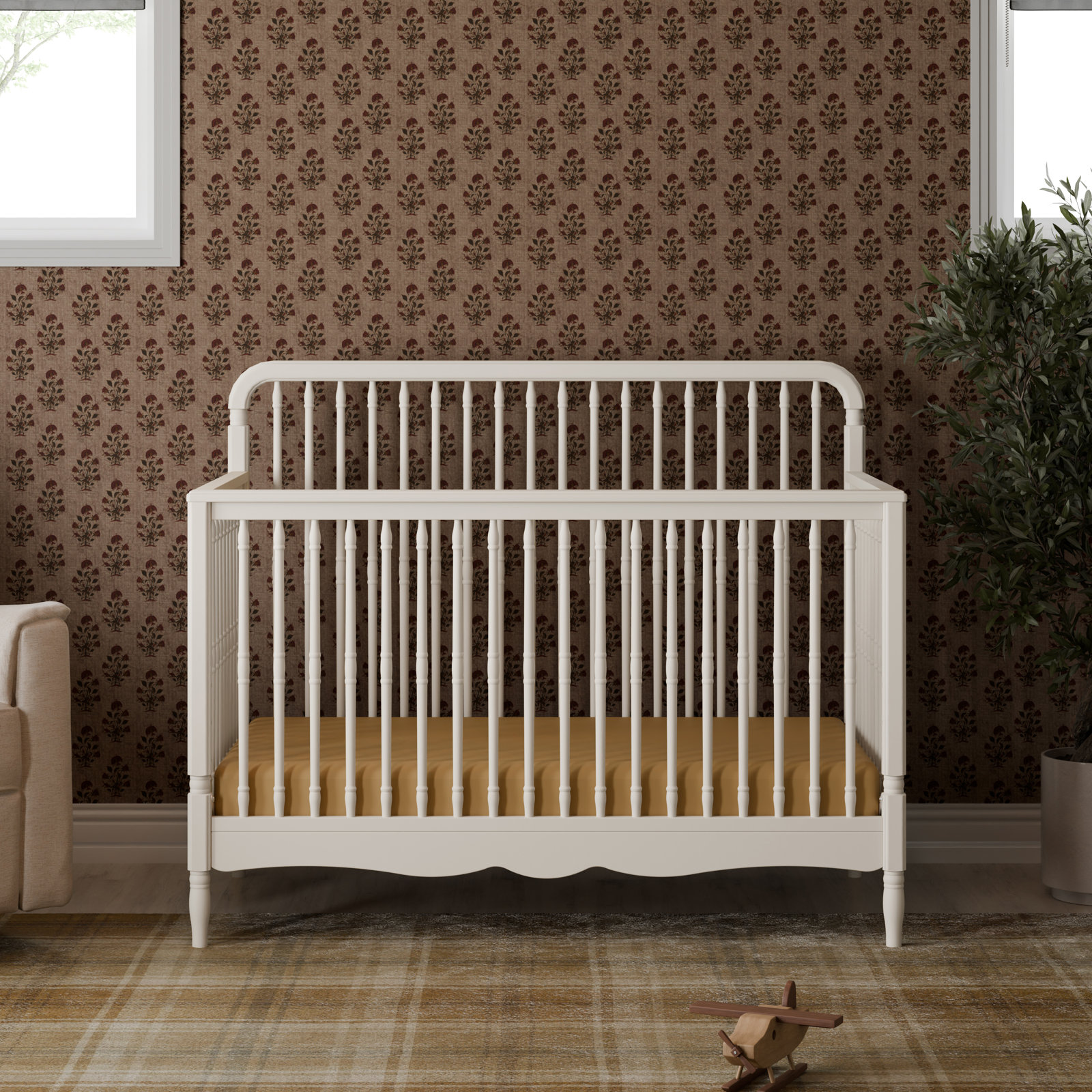 Liberty Pine Convertible Crib, Warm White