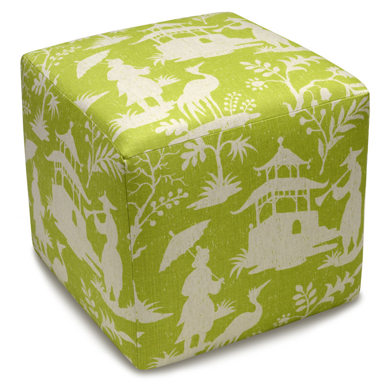 Montour Upholstered Ottoman, Chartreuse Green