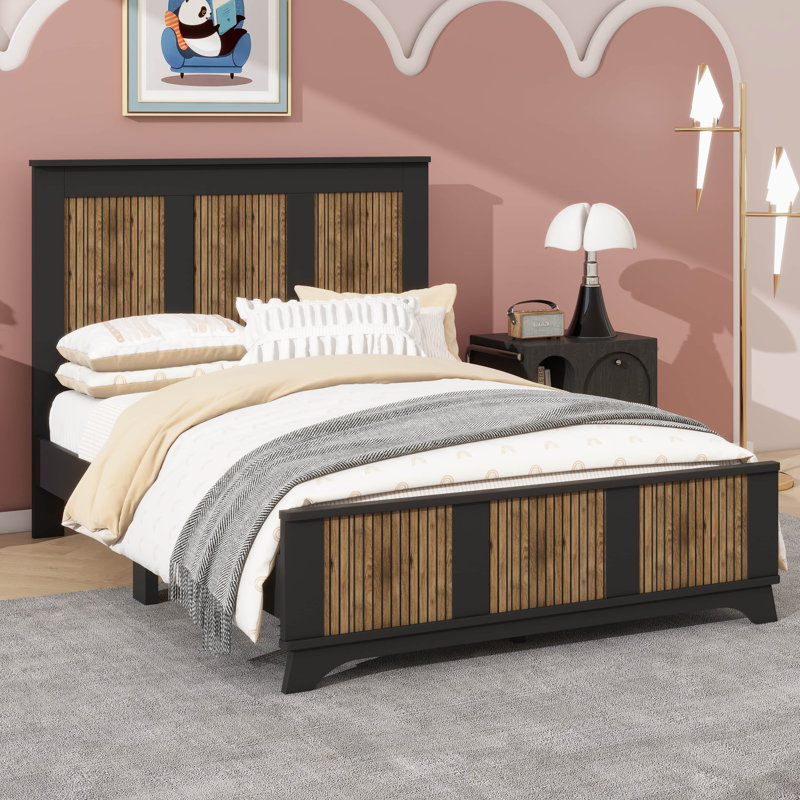 Tapis de lit en bois Modern Farmhouse, Lit double , Noir, noir, noir, noir
