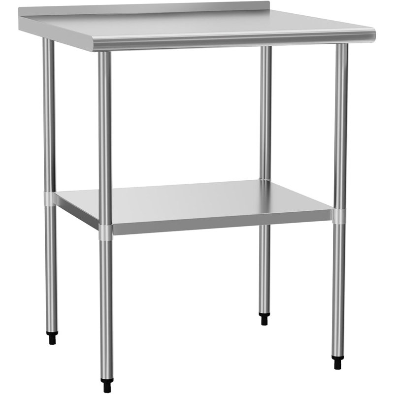 Table de préparation en acier inoxydable 30 po x 36 po en métal avec tablette réglable, table en acier inoxydable pour la cuisine commerciale, l'extérieur, le restaurant, l'hôtel et le garage
