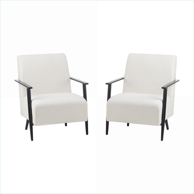 Ensemble de 2 fauteuils rembourrés en polyester beige chaud, salon moderne pour le salon, la chambre à coucher et le bureau