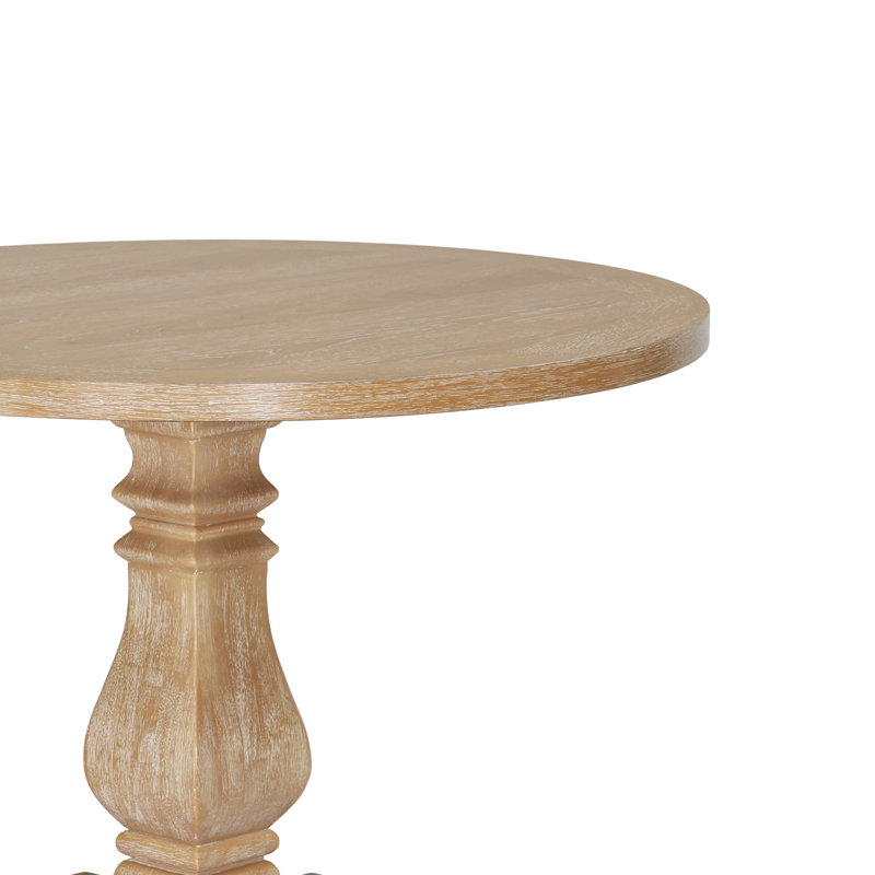 Farmhouse Round Rubberwood Dining Table, Seats 4–6, Tan